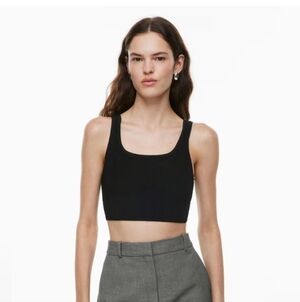 Aritzia Babaton Sculpt Knit Square neck Cropped Tank Black Small